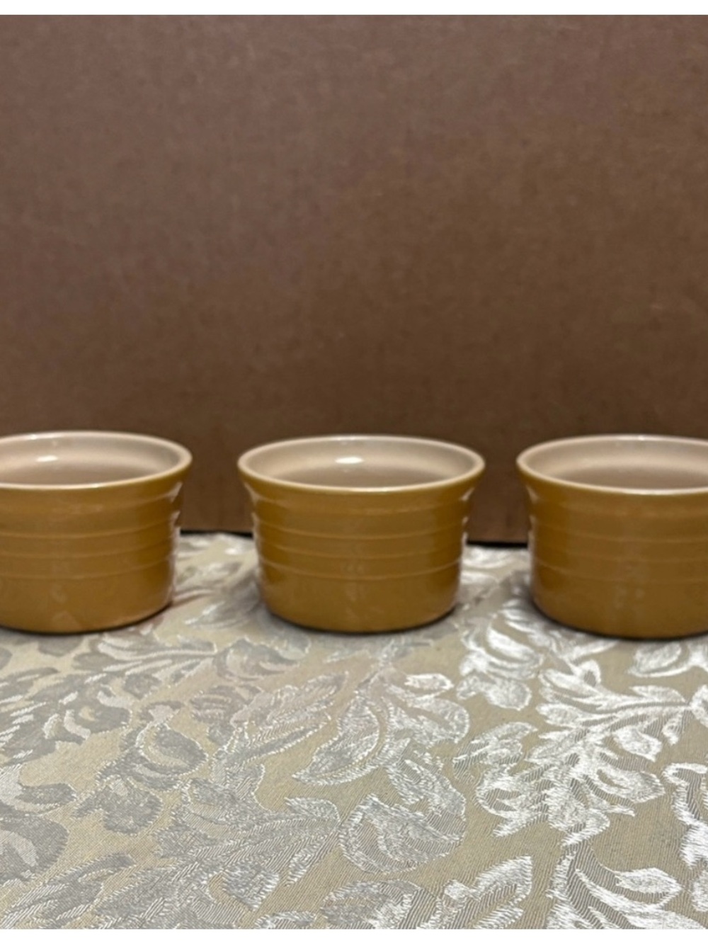 Le Creuset Mustard Yellow Ceramic Ramekins Set of 3 Pieces